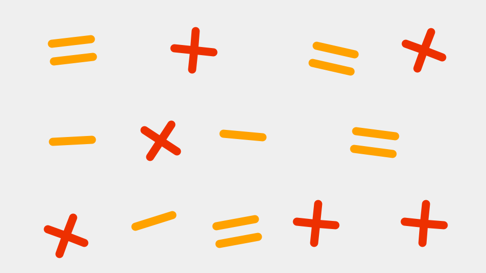 Image of mathematical symbols like subtraction, addition, multiplication, and equal signs