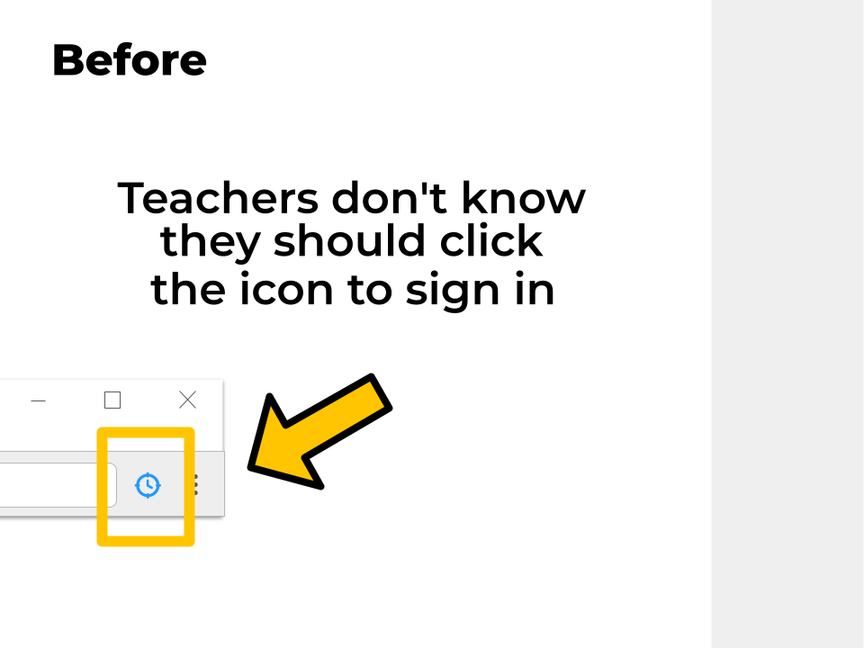 The midway extension icon is not easy to notice and few teachers knew to click it to sign in