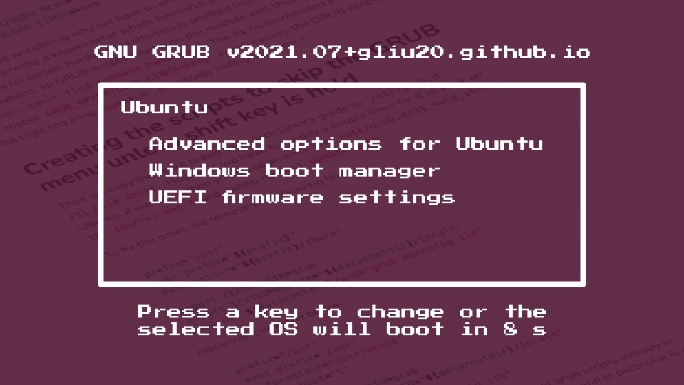 Image of the GRUB menu